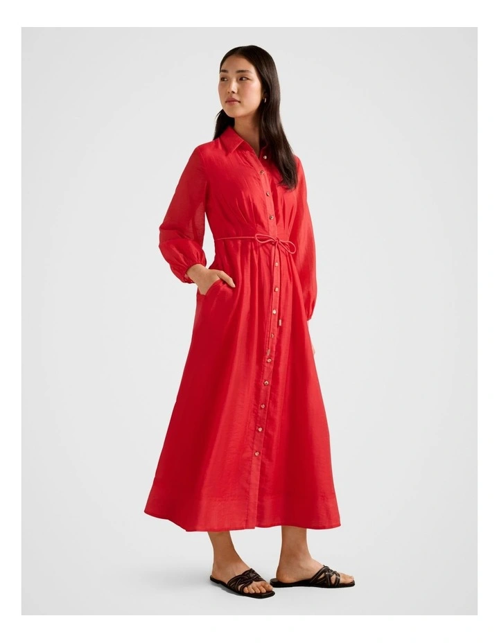 Evelyn Seam Detail Midi Dress in Red image 3