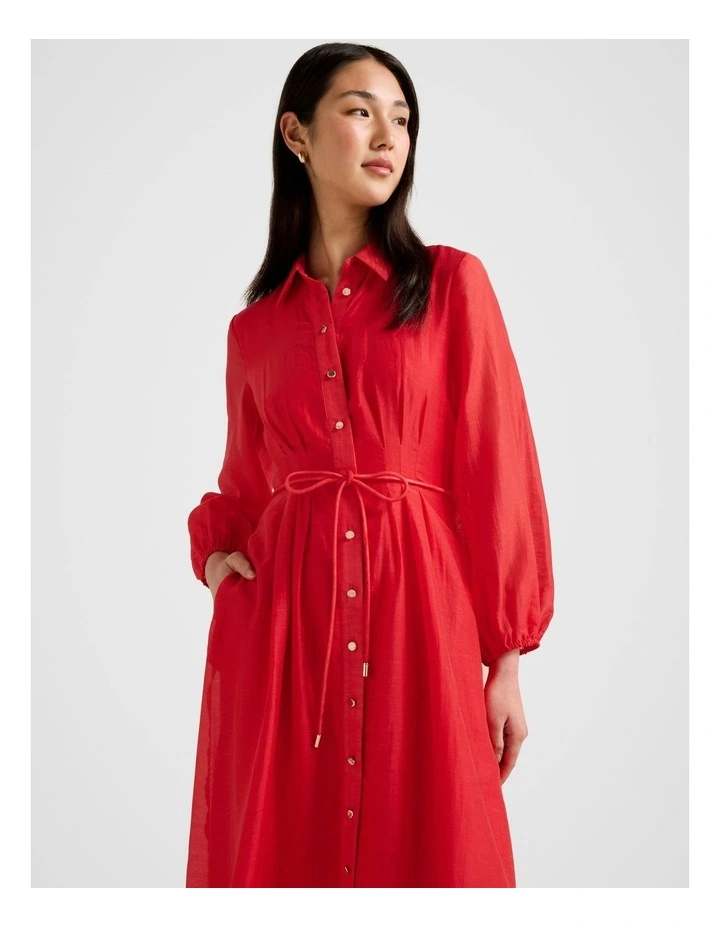 Evelyn Seam Detail Midi Dress in Red image 4