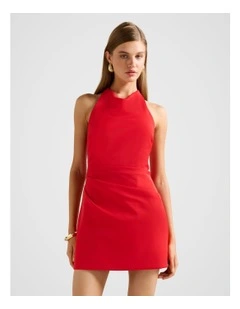 Tina Halter Neck Mini Dress in Red