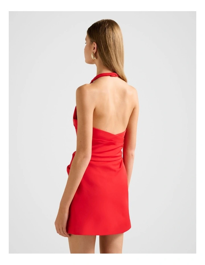 Tina Halter Neck Mini Dress in Red image 2