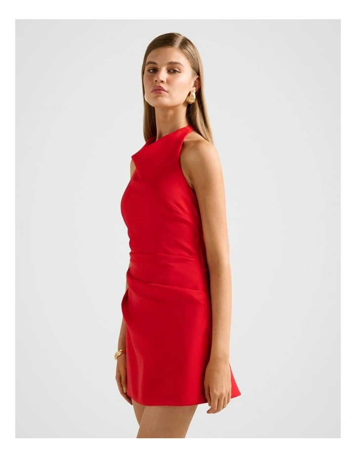 Tina Halter Neck Mini Dress in Red image 3