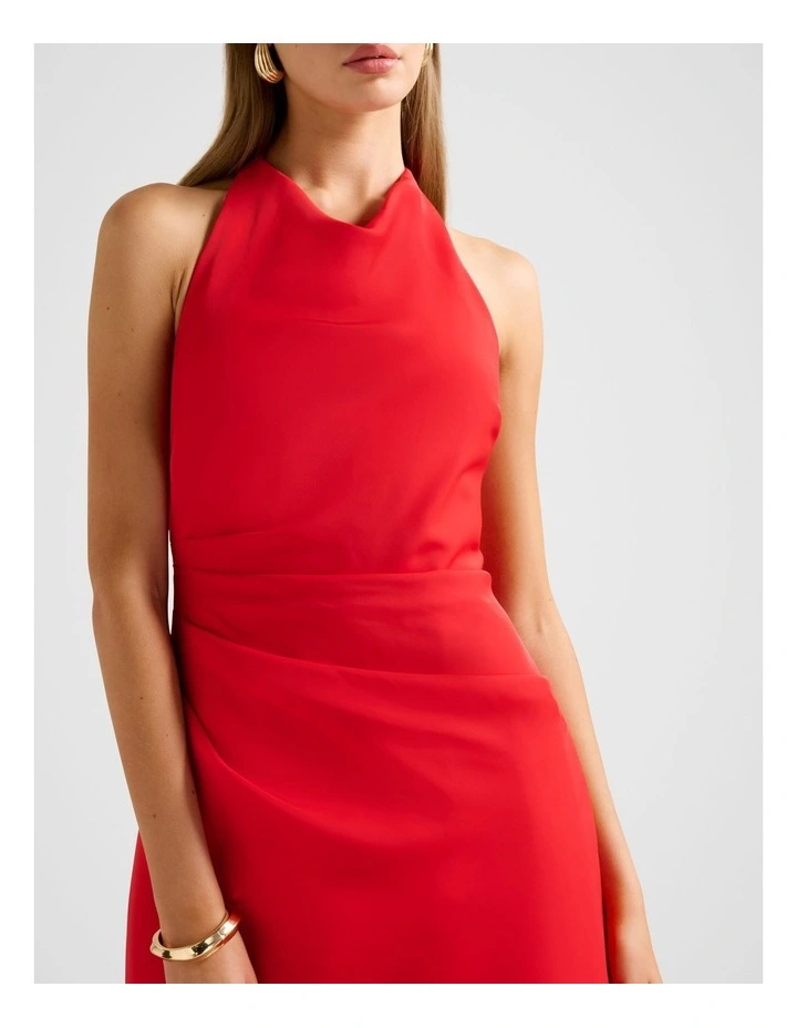 Tina Halter Neck Mini Dress in Red image 4