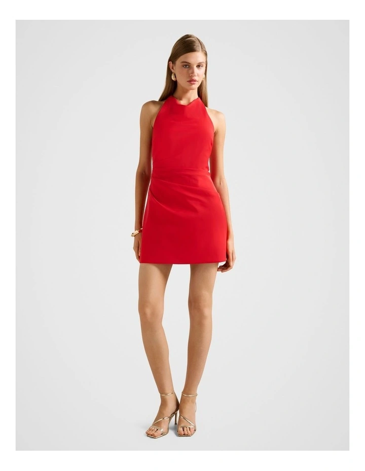 Tina Halter Neck Mini Dress in Red image 5