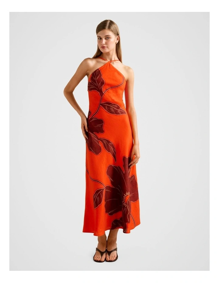 Nova Arrow Neck Maxi Dress in Red image 1