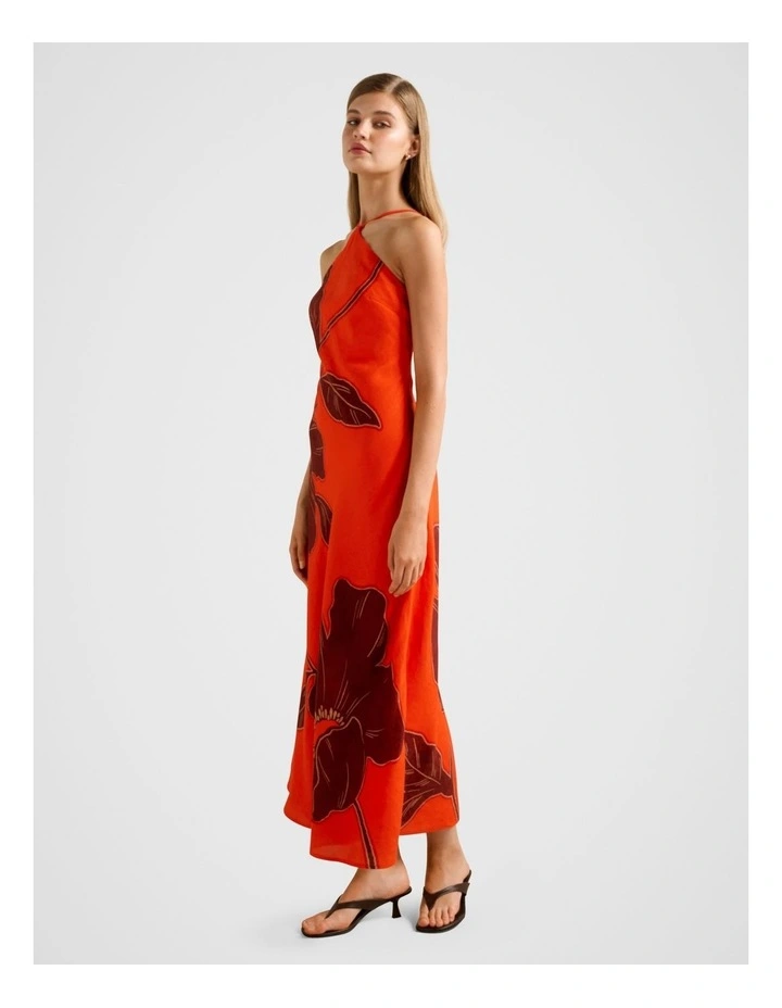 Nova Arrow Neck Maxi Dress in Red image 3