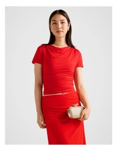 Stormi Spliced Shoulder Top in Red