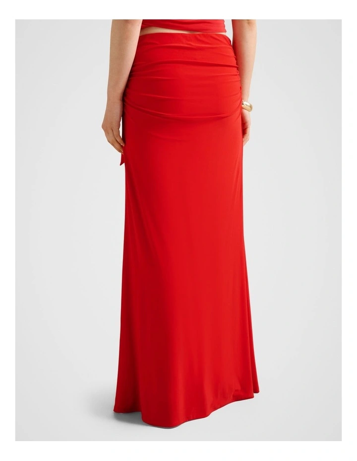 Mimi Flute Maxi Skirt in Red image 2