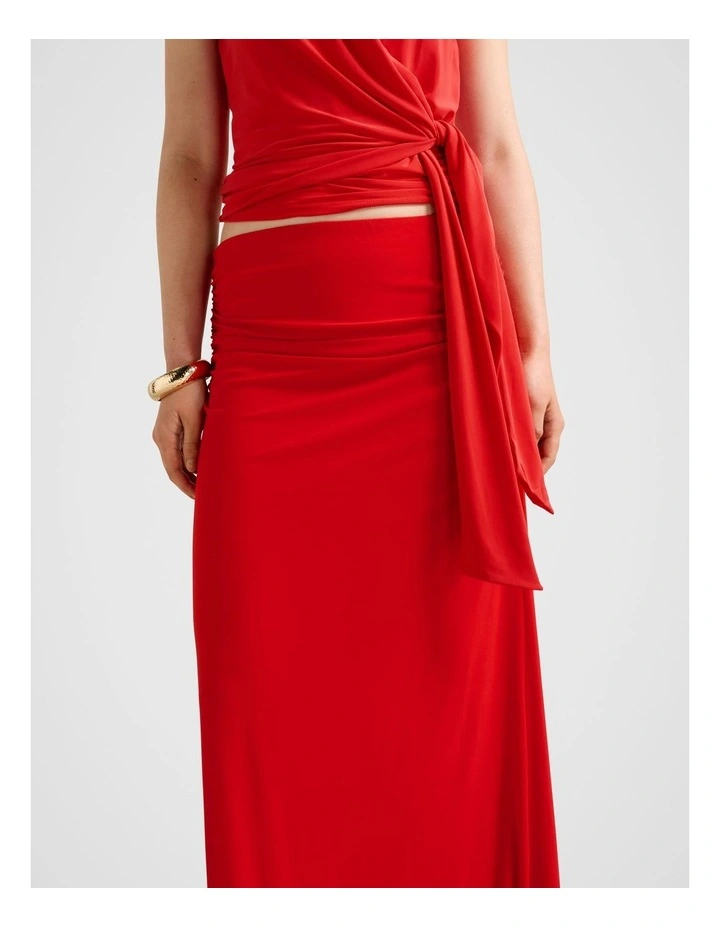 Mimi Flute Maxi Skirt in Red image 4