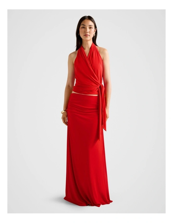 Mimi Flute Maxi Skirt in Red image 5