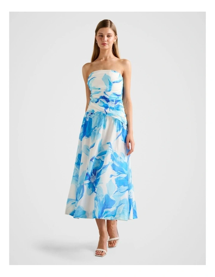 Ashton Ruched Midi Dress in Multi image 1
