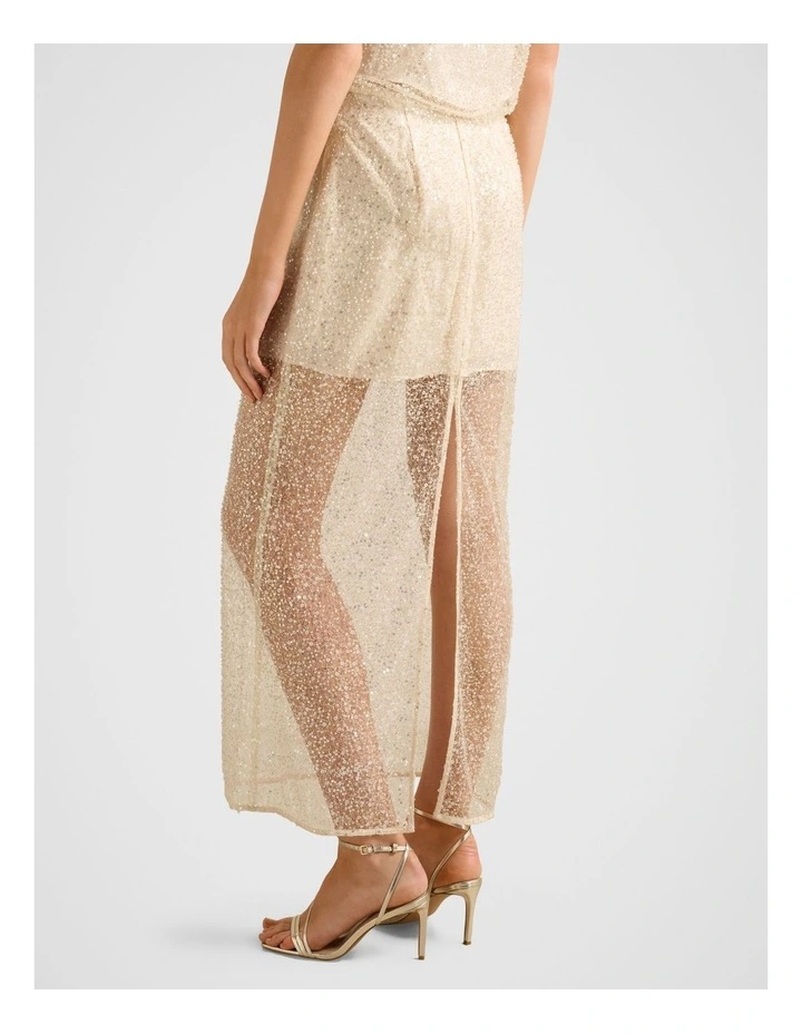 Gianna Embellished Midi Skirt in Beige image 2
