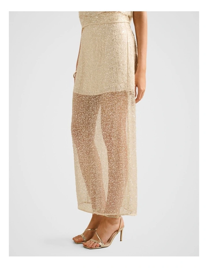 Gianna Embellished Midi Skirt in Beige image 3