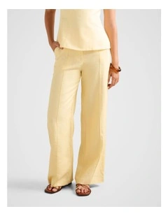Posey Linen Wide Leg Pants in Yellow