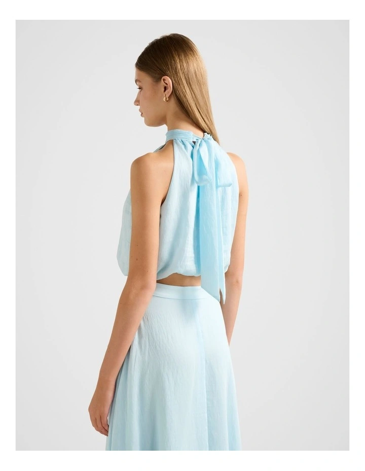 Maisie Halter Neck Tie Up Top in Blue image 2