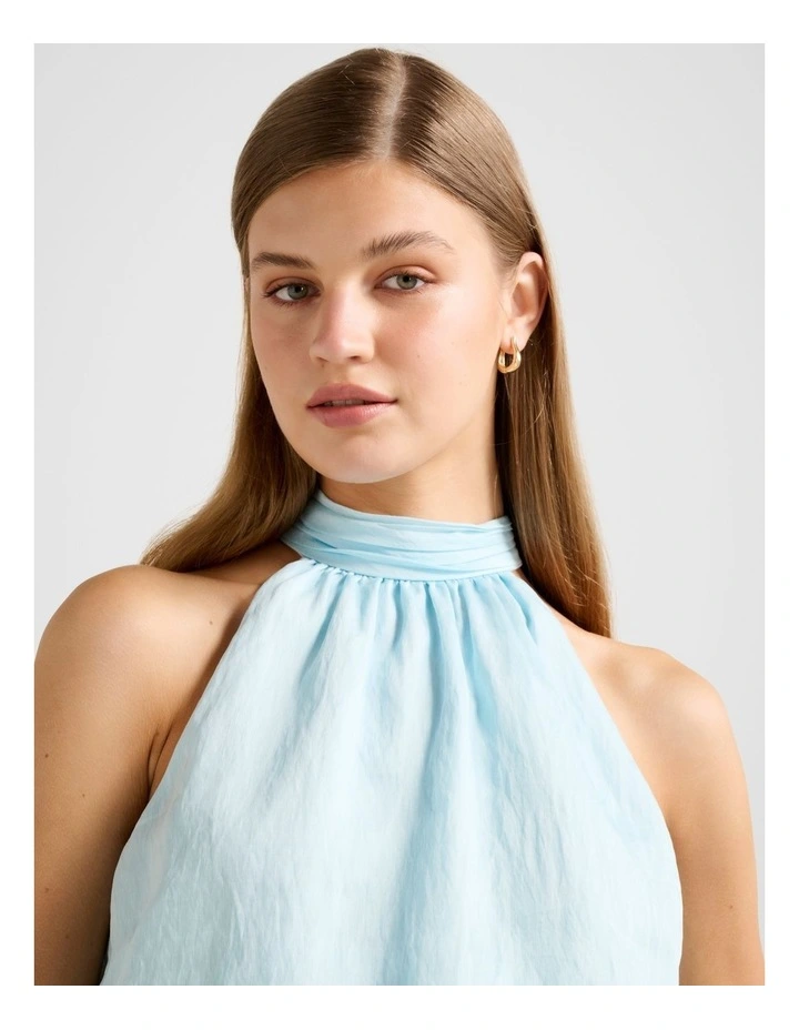Maisie Halter Neck Tie Up Top in Blue image 4