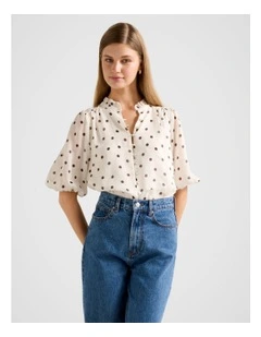 Helena Spot Blouse in Cream