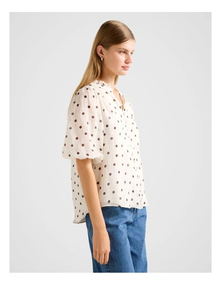Helena Spot Blouse in Cream image 3