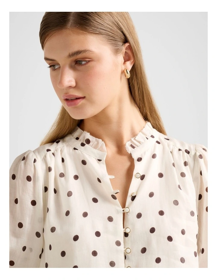 Helena Spot Blouse in Cream image 4