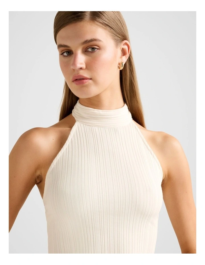 Maeve Rib Halter Neck Top in Cream image 4