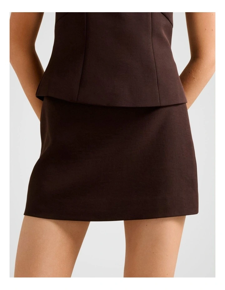 Kat A-Line Mini Skirt in Brown image 1