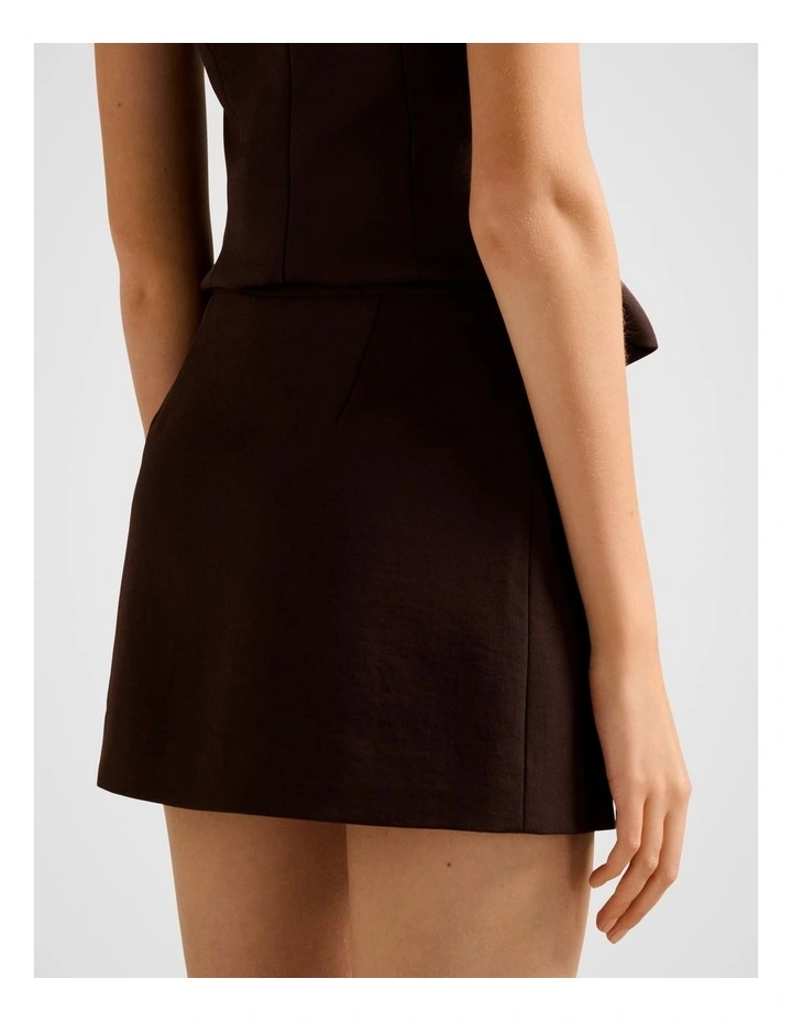 Kat A-Line Mini Skirt in Brown image 2