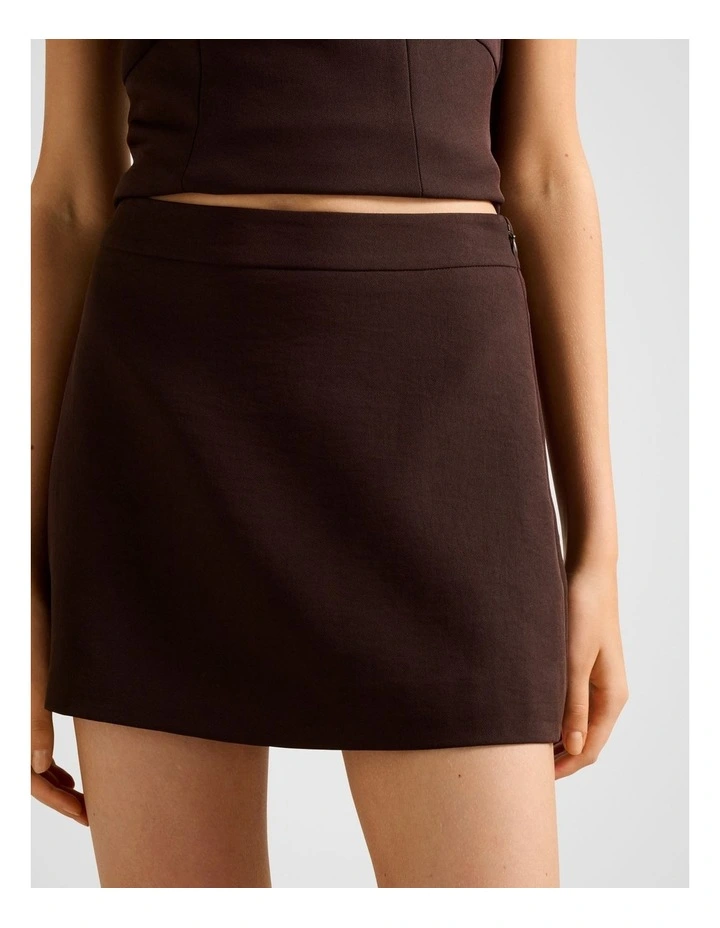 Kat A-Line Mini Skirt in Brown image 4