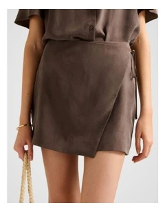 Allegra Cupro Wrap Skirt in Chocolate