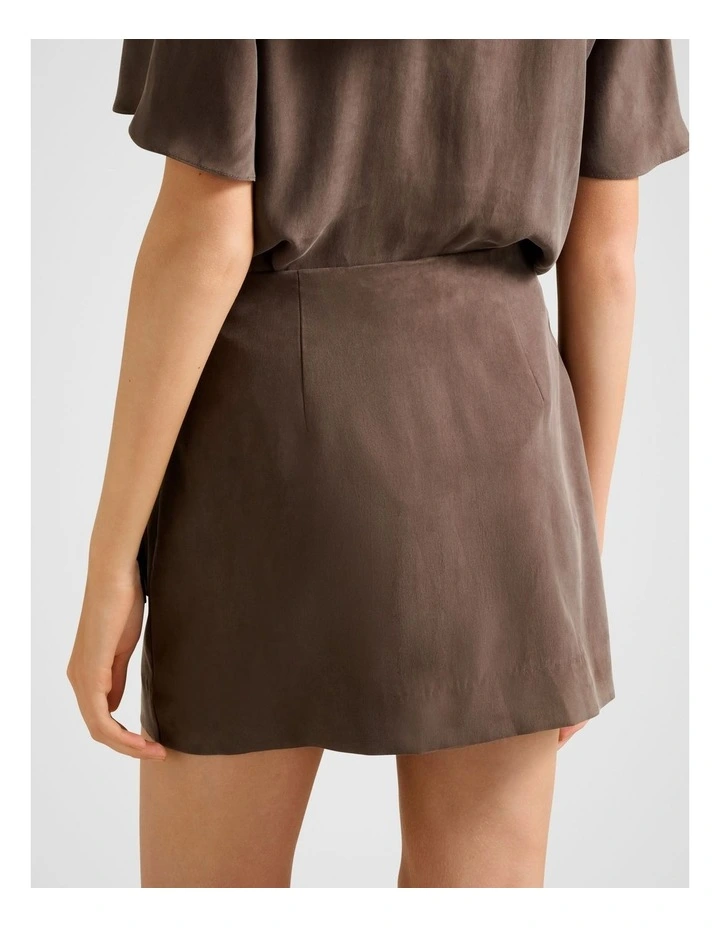 Allegra Cupro Wrap Skirt in Chocolate image 2