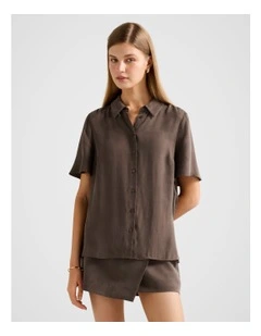 Allegra Cupro Shirt in Chocolate