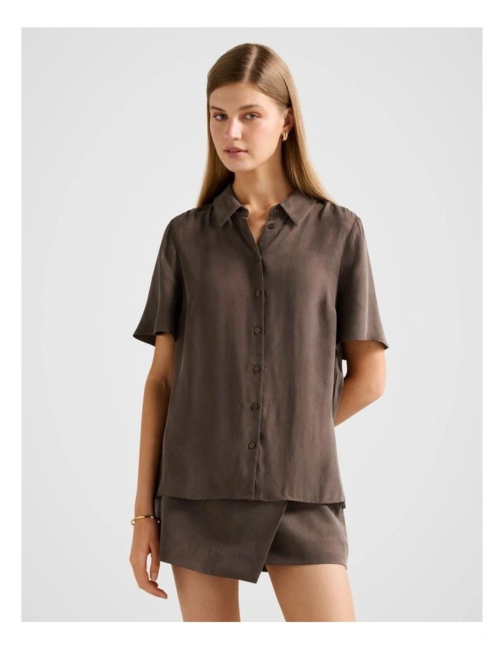Allegra Cupro Shirt in Chocolate image 1