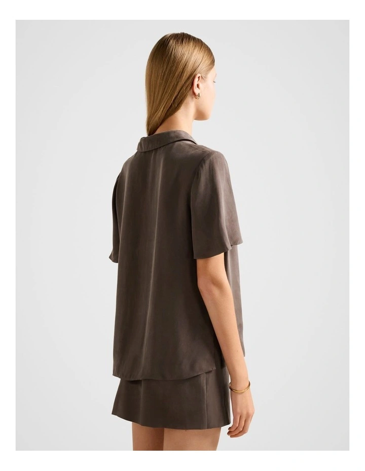 Allegra Cupro Shirt in Chocolate image 2