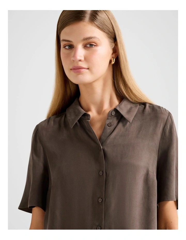 Allegra Cupro Shirt in Chocolate image 4