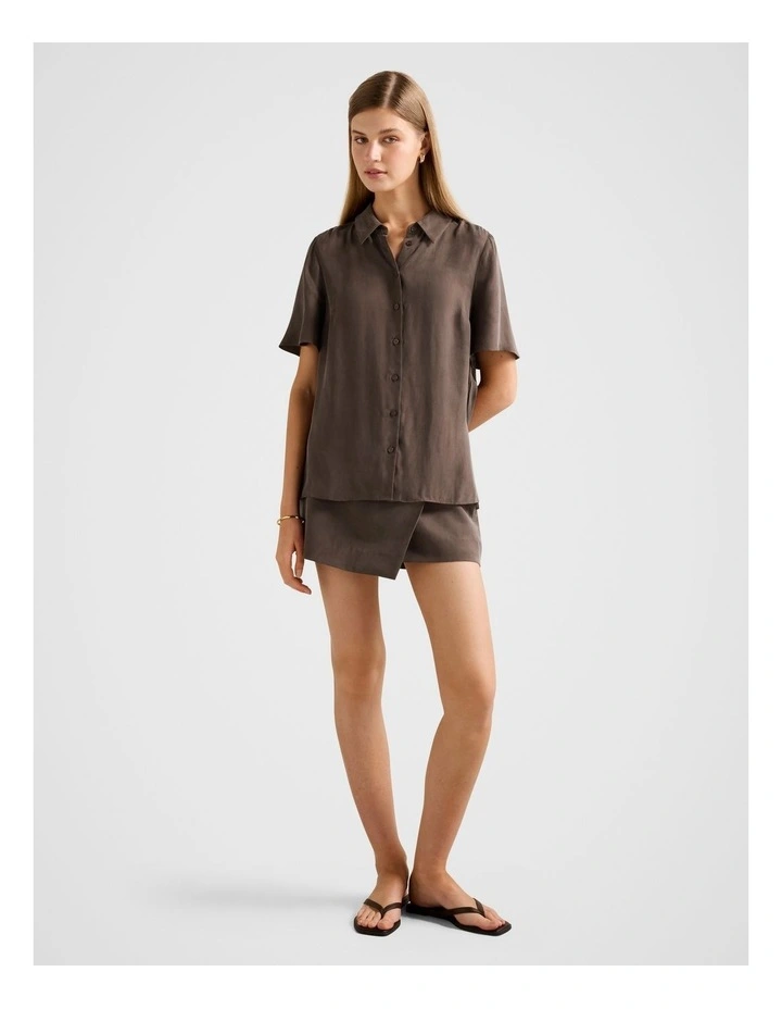 Allegra Cupro Shirt in Chocolate image 5