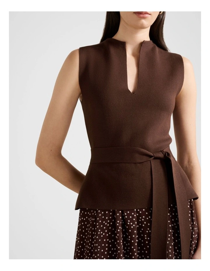 Catherine Woven Mix Knitted Dress in Brown image 4