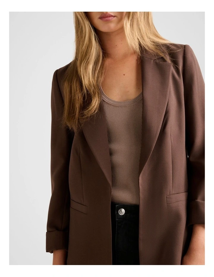 Dylan Boyfriend Blazer in Brown image 4