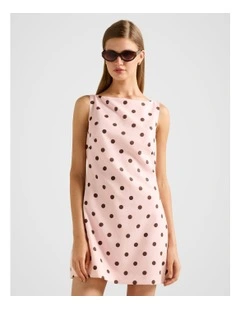 Angelica Boat Neck Mini Dress in Pink