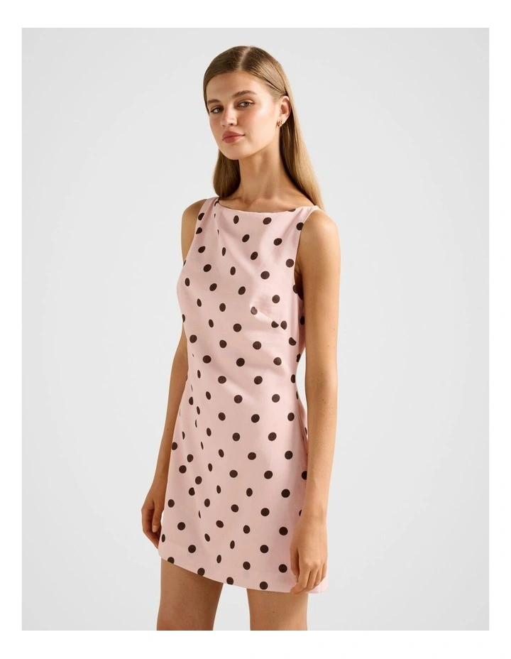 Angelica Boat Neck Mini Dress in Pink image 3