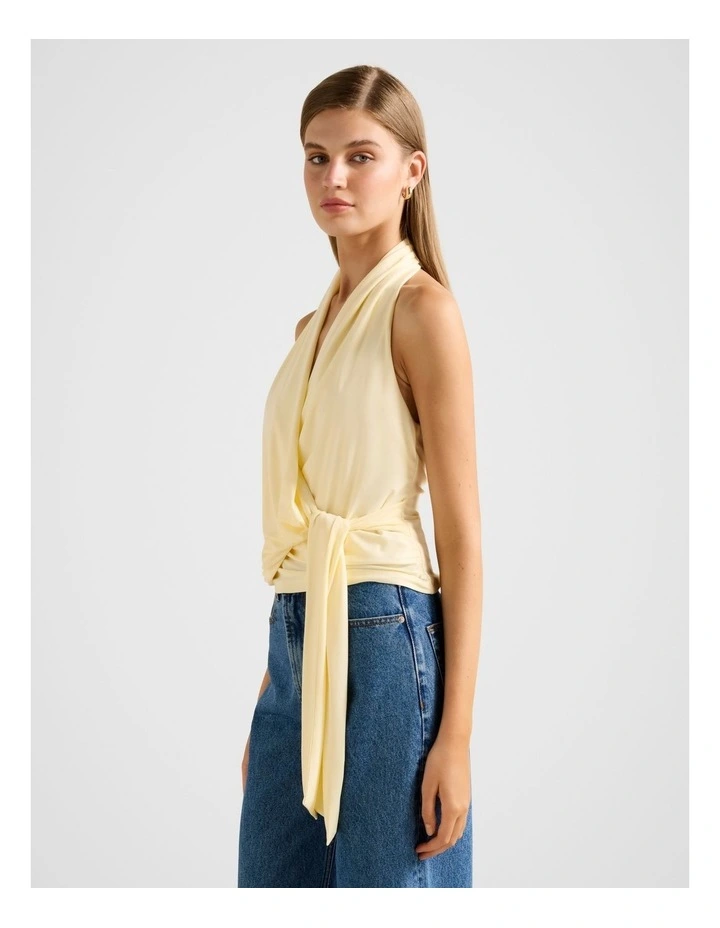 Gianna Wrap Halter Neck Top in Yellow image 3