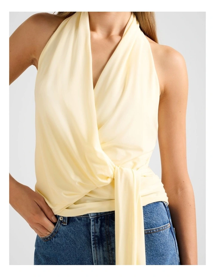Gianna Wrap Halter Neck Top in Yellow image 4