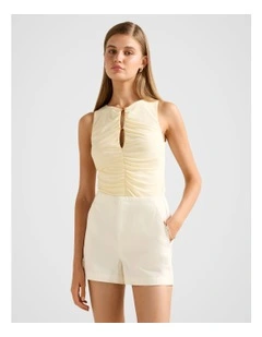 Brynn Beaded Keyhole Top in Yellow