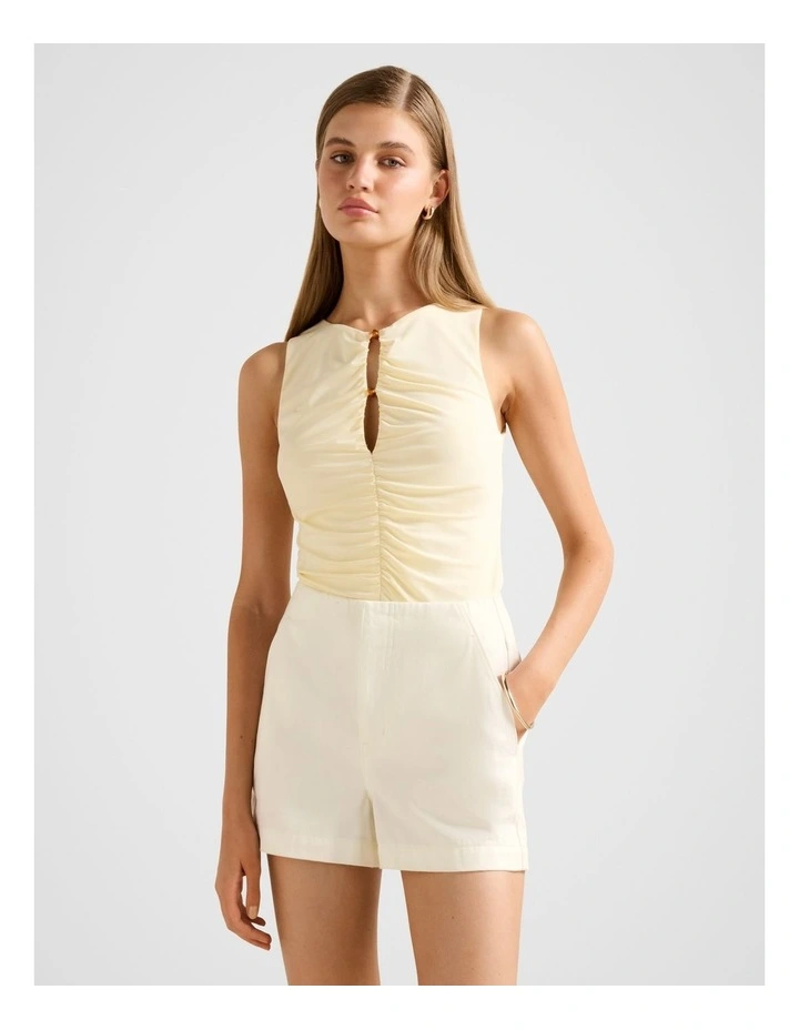 Brynn Beaded Keyhole Top in Yellow image 1