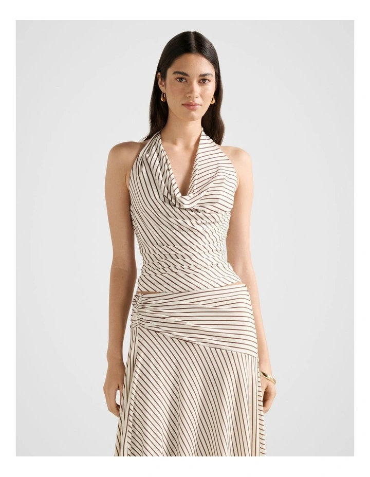 Della Cowl Halter Neck Top in Cream image 1