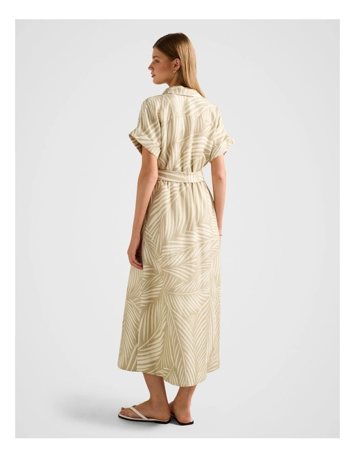 Hilary Belted Linen Midi Dress in Multi image 2