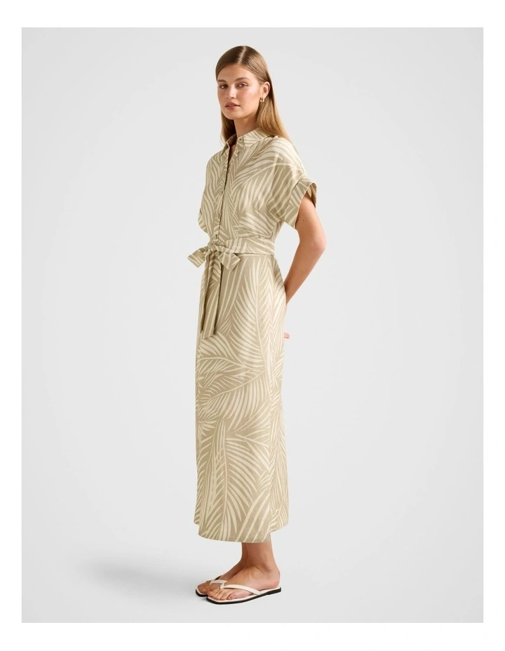 Hilary Belted Linen Midi Dress in Multi image 3