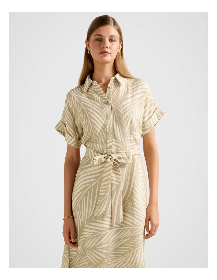 Hilary Belted Linen Midi Dress in Multi image 4
