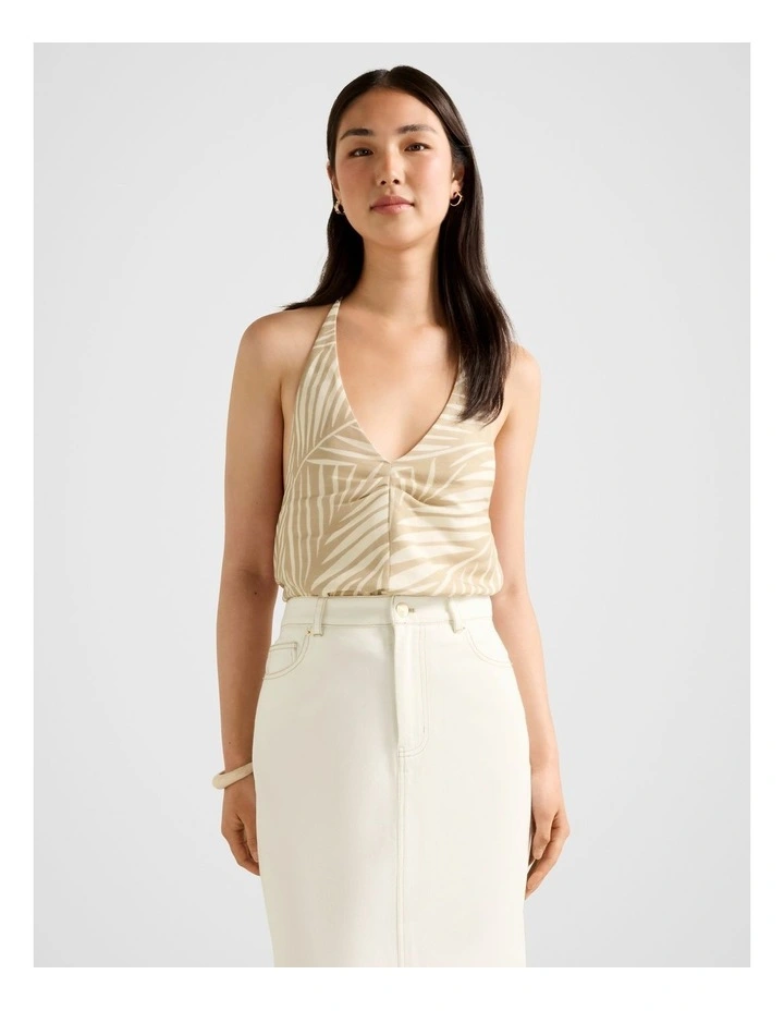 Harper Scoop Halter Neck Top in Cream image 1