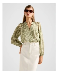 Sabrina Puff Sleeves Blouse in Green