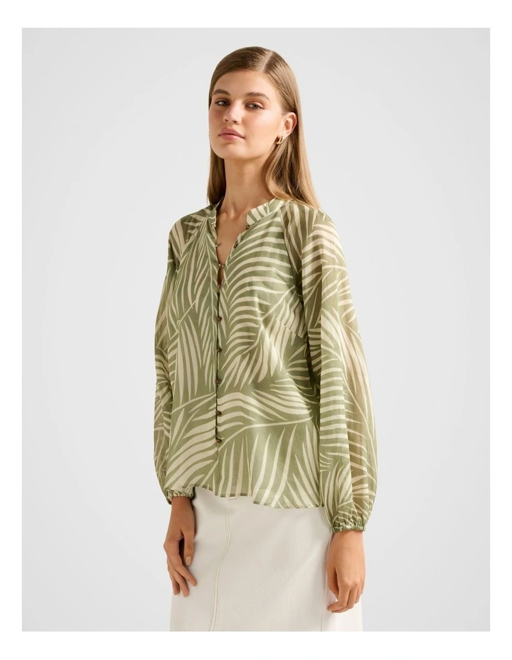 Sabrina Puff Sleeves Blouse in Green image 3