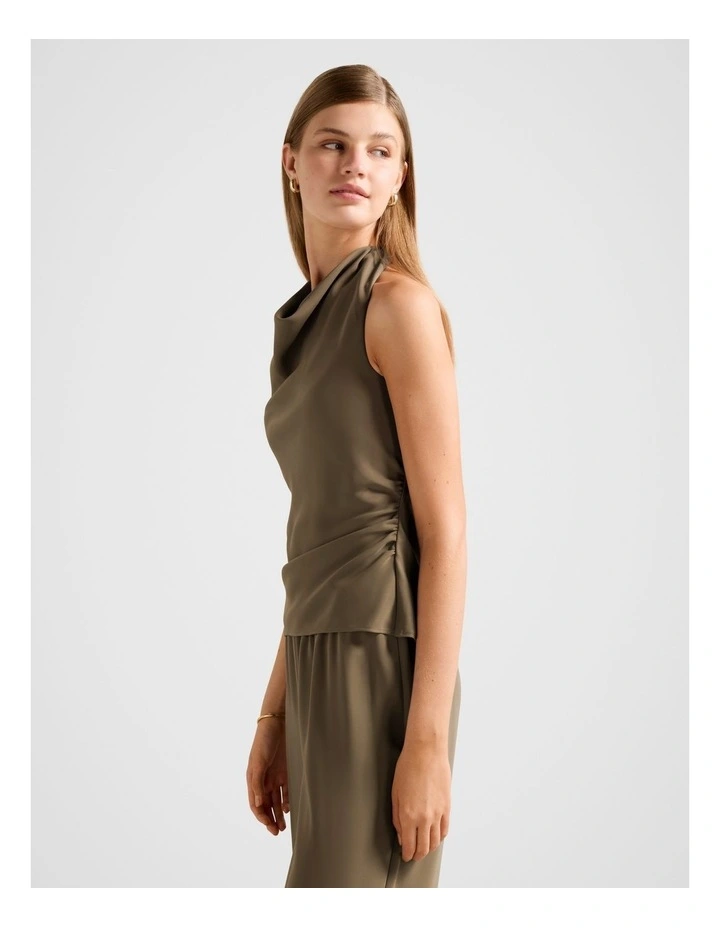Evelyn Halter Neck Backless Top in Brown image 3