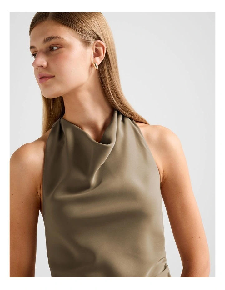 Evelyn Halter Neck Backless Top in Brown image 4